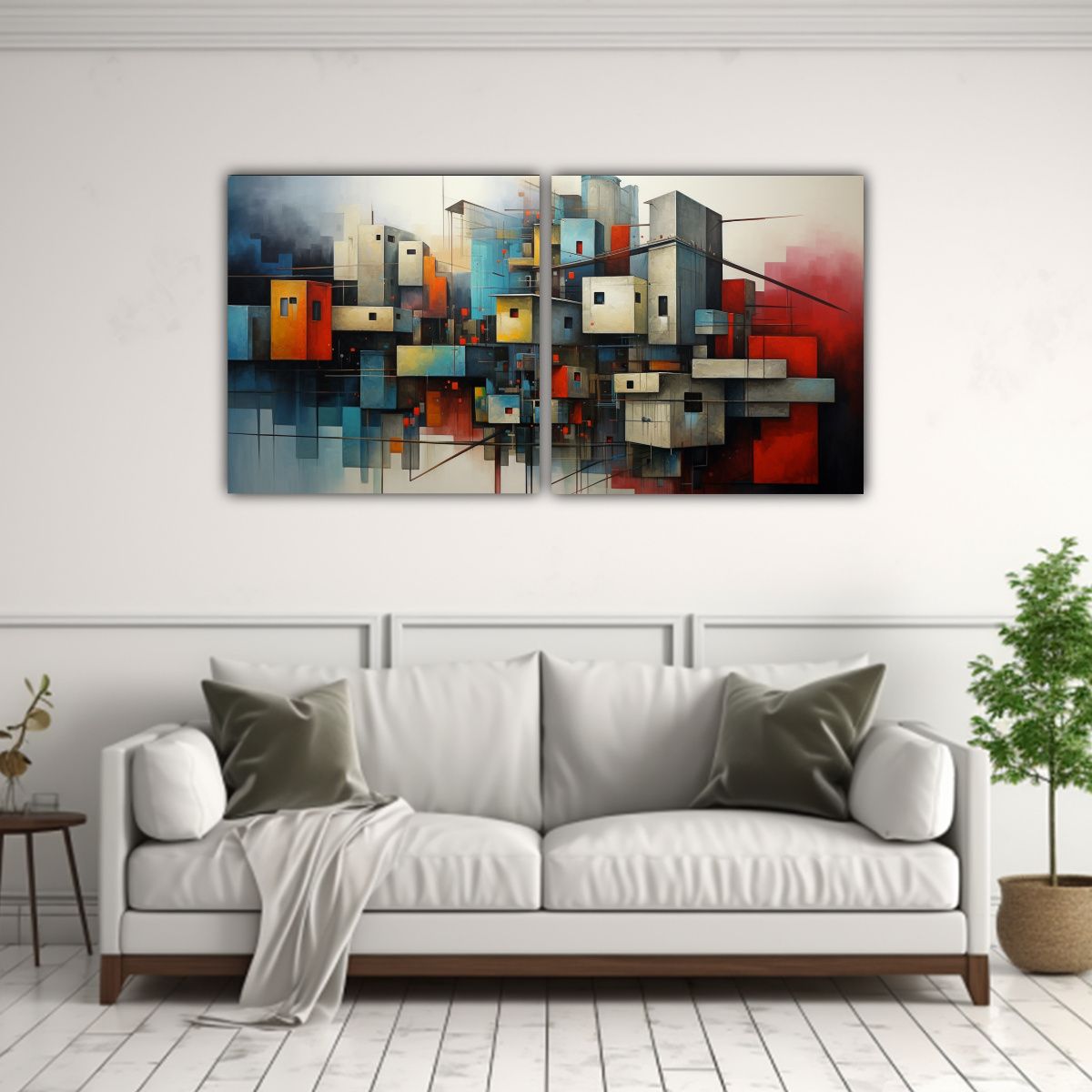GENERICO - Pinturas Abstractas De Edificios Modernos Dos 120x60 Cm