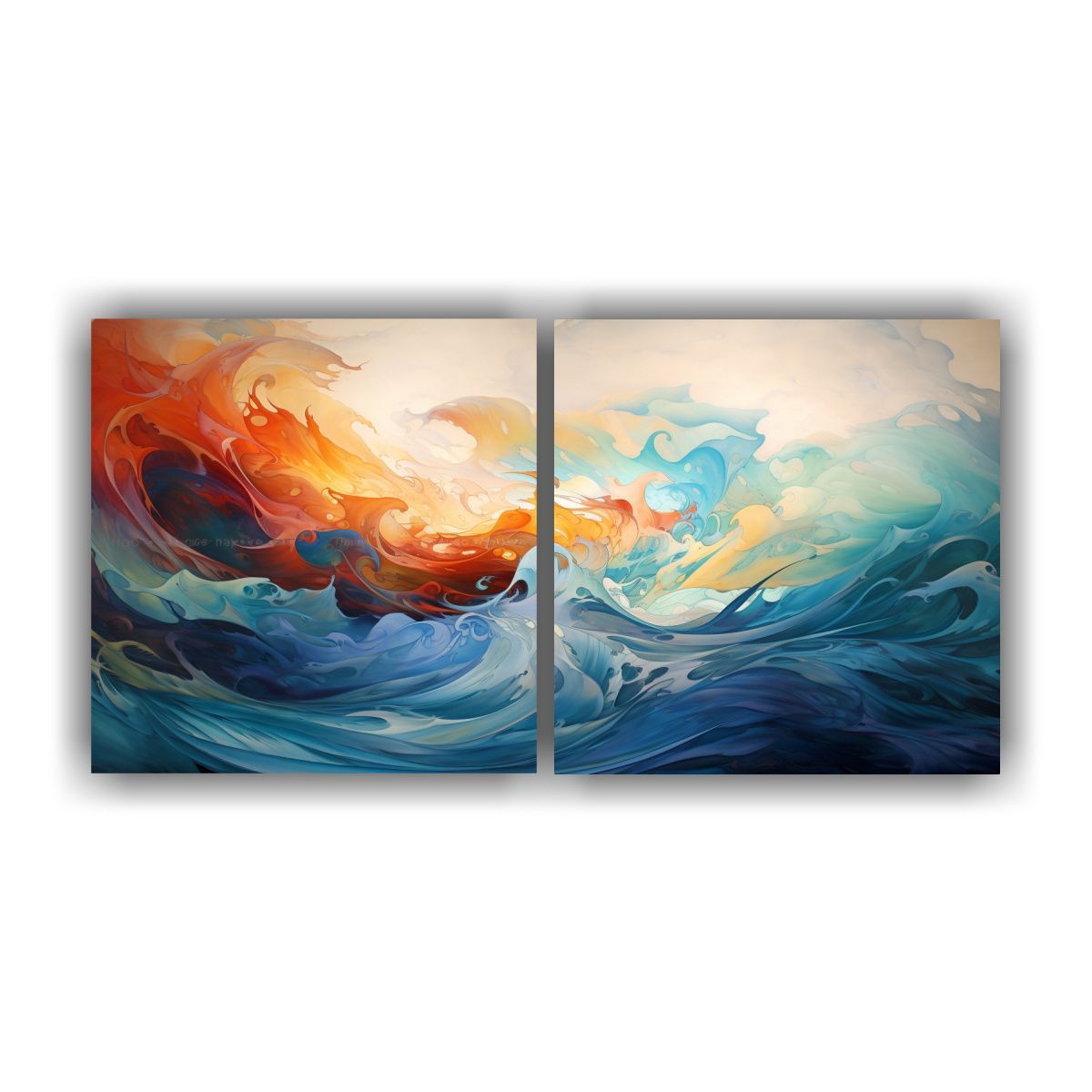 GENERICO - Cuadro Abstracto Del Mar Con Finas Líneas En 120x60 Cm