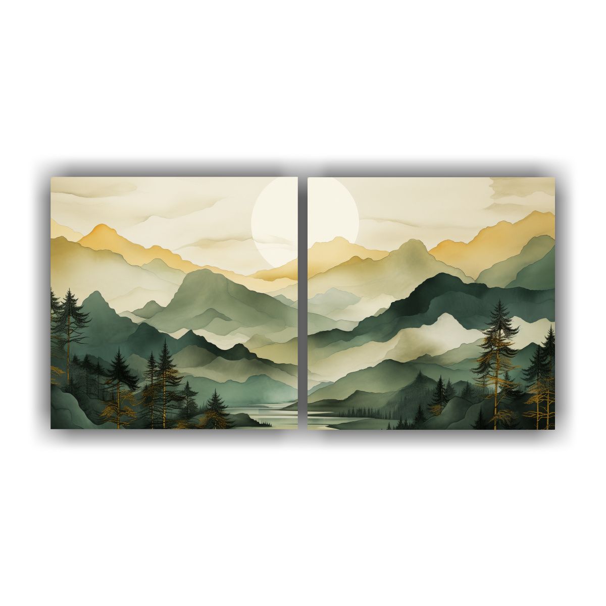 GENERICO - Pintura Minimalista De Montañas En Dos Tonos De 140x70 Cm