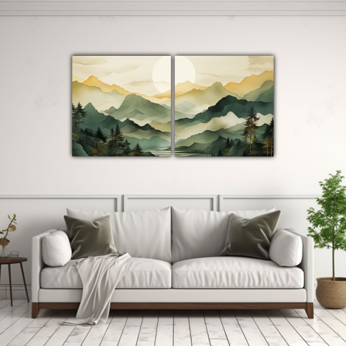 GENERICO - Pintura Minimalista De Montañas En Dos Tonos De 140x70 Cm