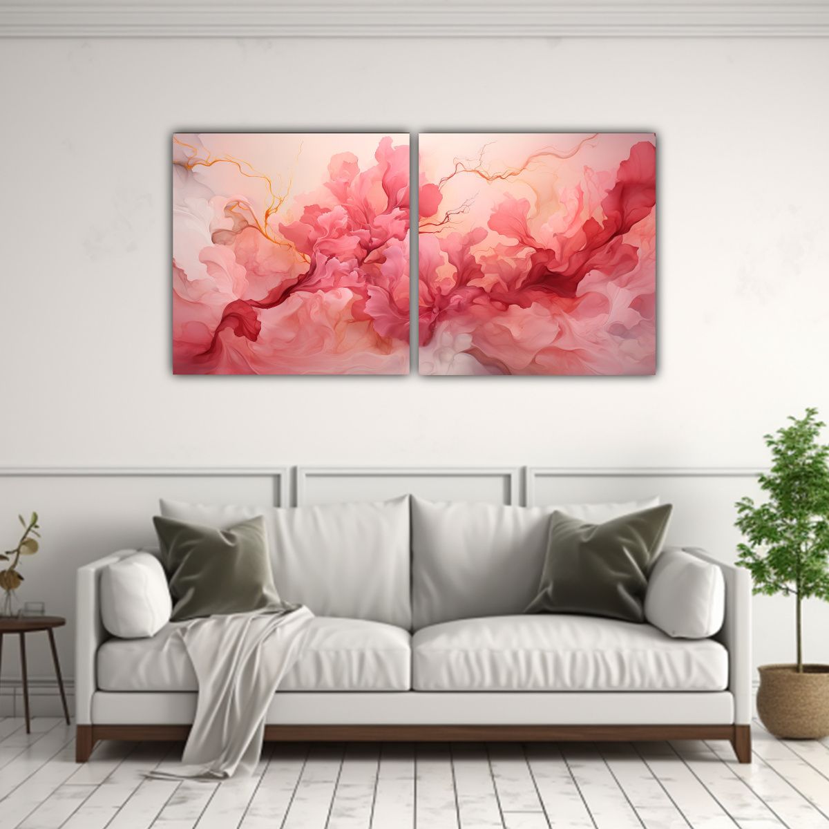 GENERICO - Cuadros Decorativos Minimalistas En Tonos Rosa Y 120x60 Cm