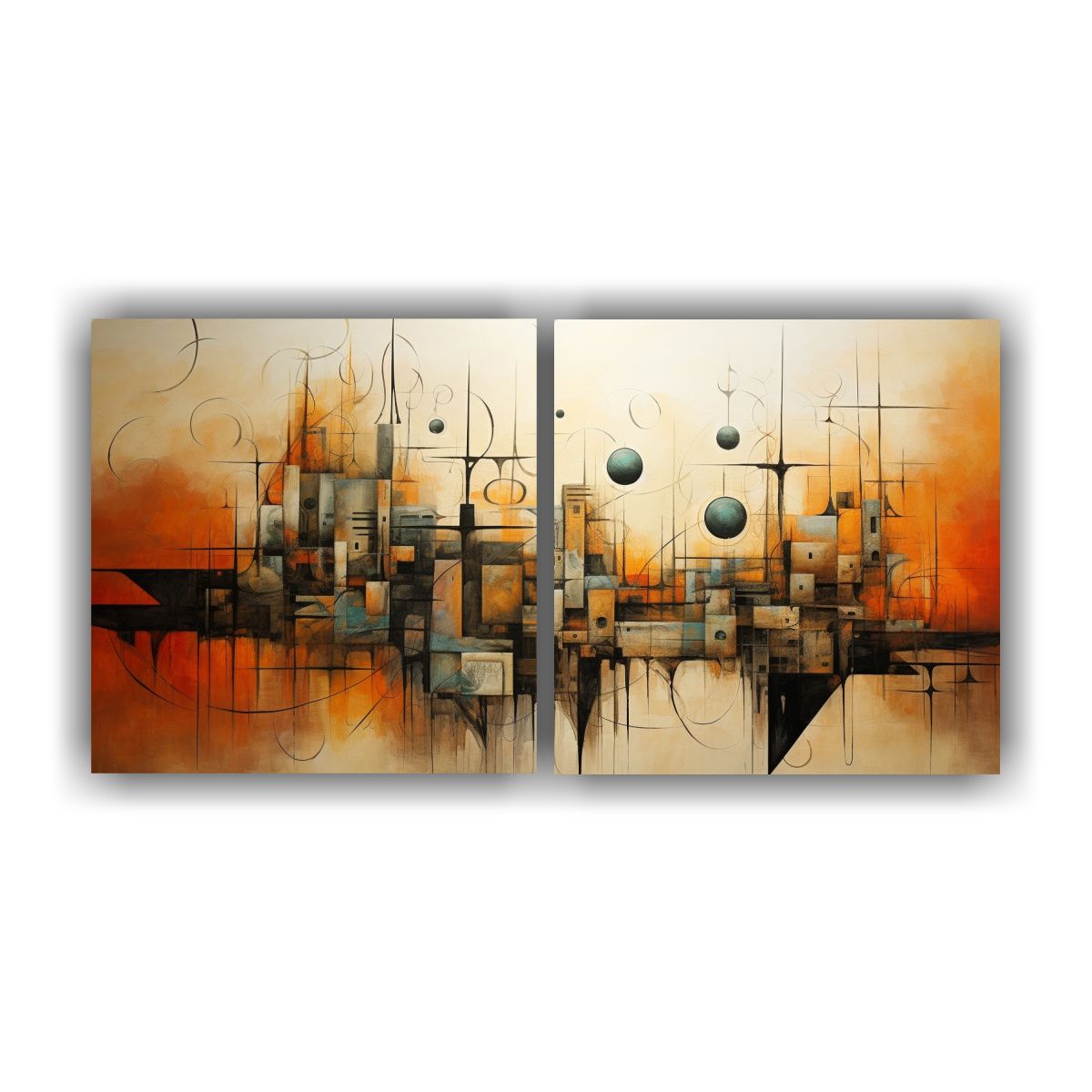 GENERICO - Cuadros Abstractos De Alta Calidad En Tonos Tierra 120x60 Cm