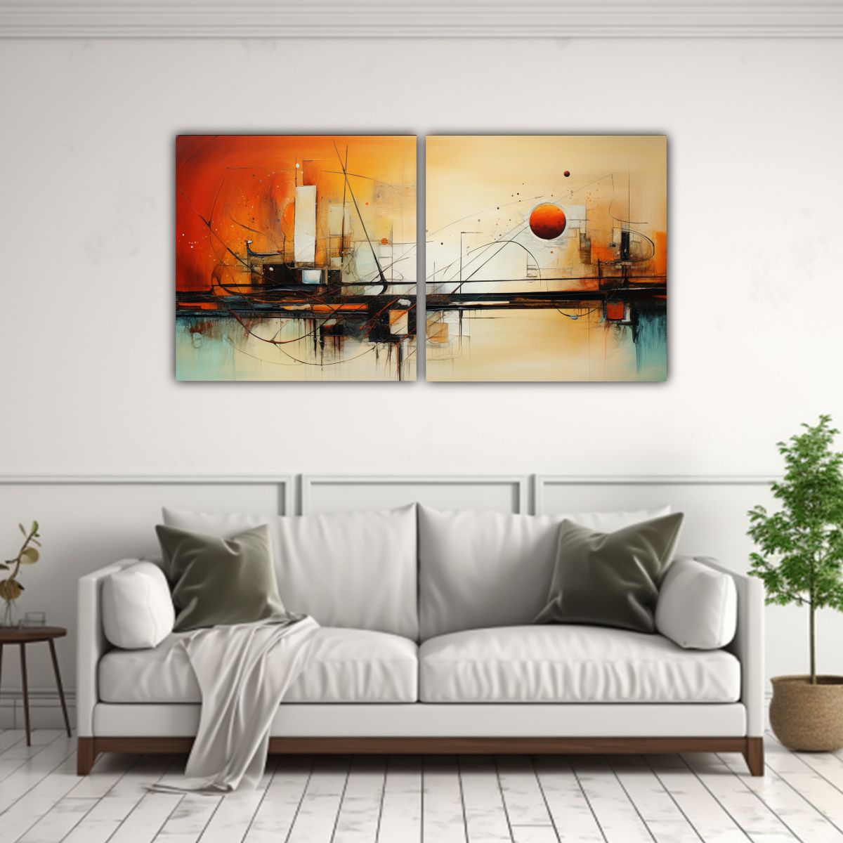 GENERICO - Cuadros Abstractos Con Enigmáticas Líneas Finas 140x70 Cm