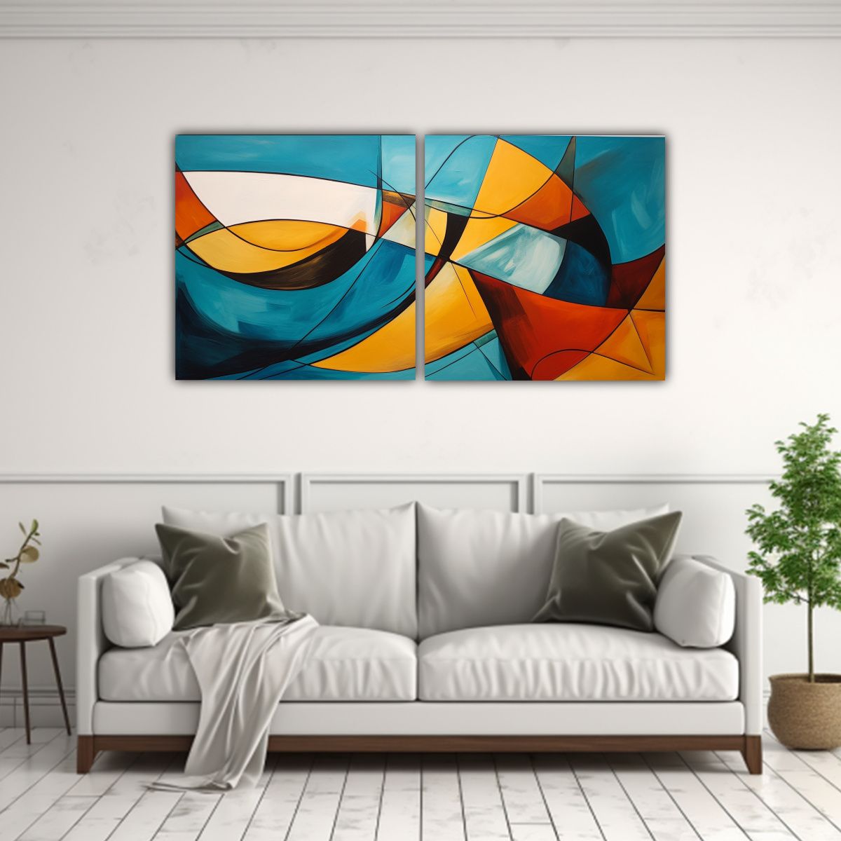 GENERICO - Cuadro Acuarela Playa Abstracto Decoración Para 140x70 Cm