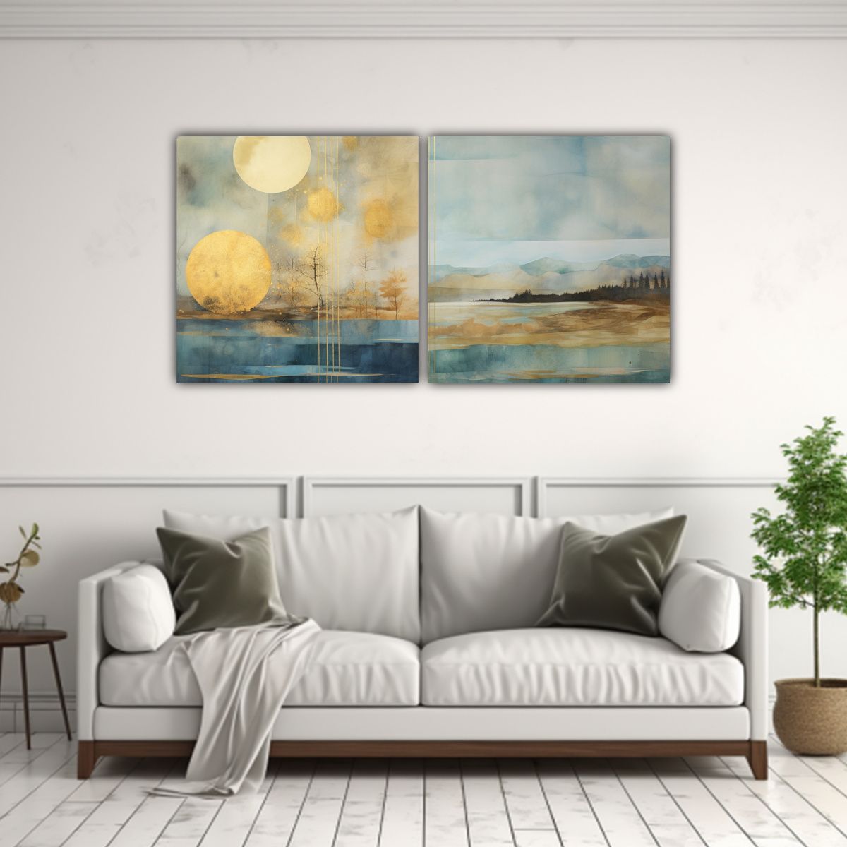 GENERICO - Pintura En Tela Con Simetría Dorada Y Acuarela 140x70 Cm