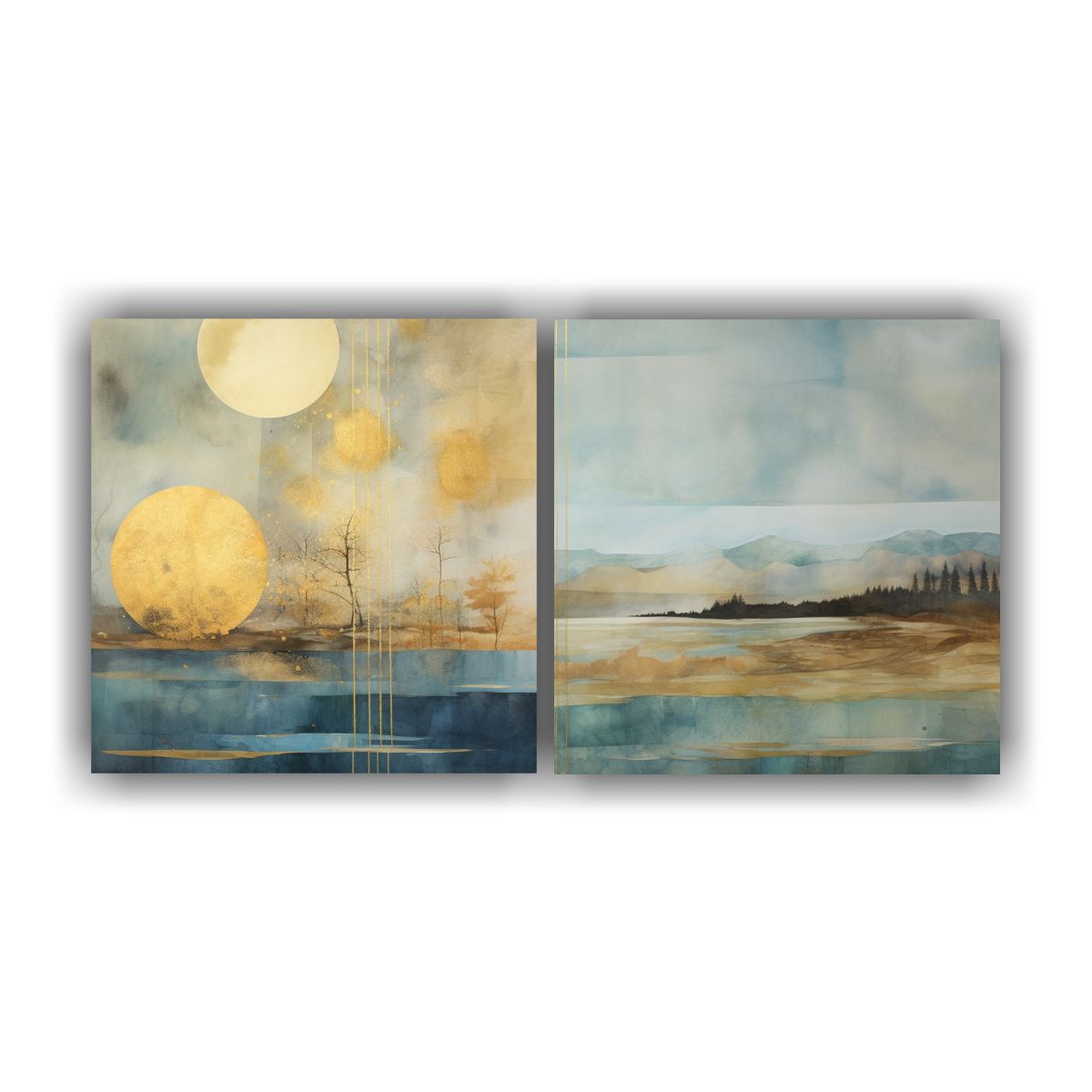 GENERICO - Pintura En Tela Con Simetría Dorada Y Acuarela 120x60 Cm