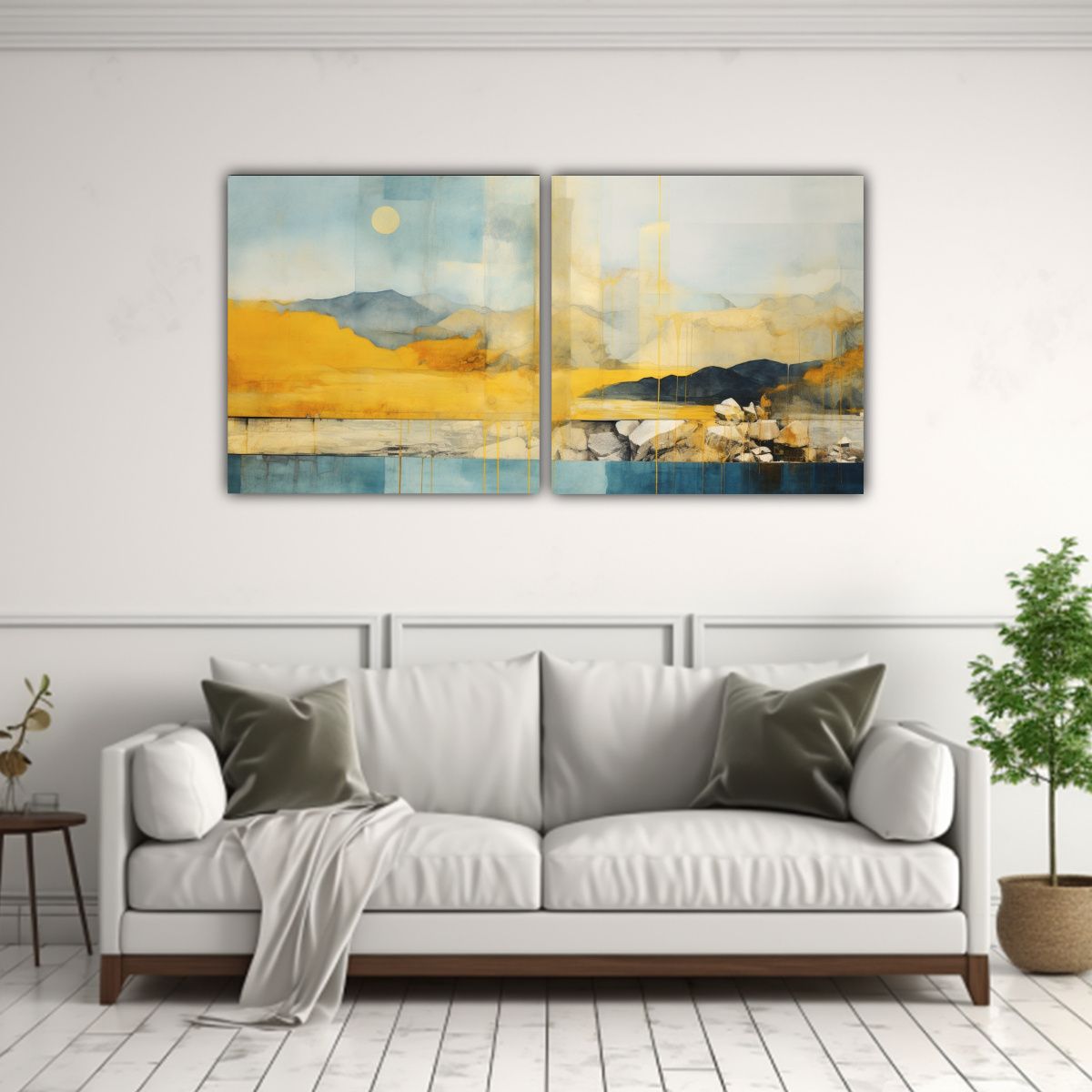 GENERICO - Pintura Abstracta Lineal En Lienzo Con Agua 140x70 Cm