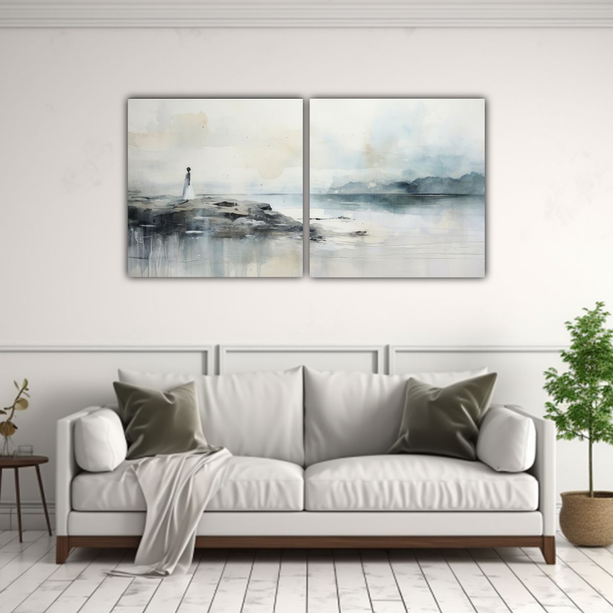 GENERICO - Pintura De Set 2 Telas En Bastidor Horizontal Con 120x60 Cm