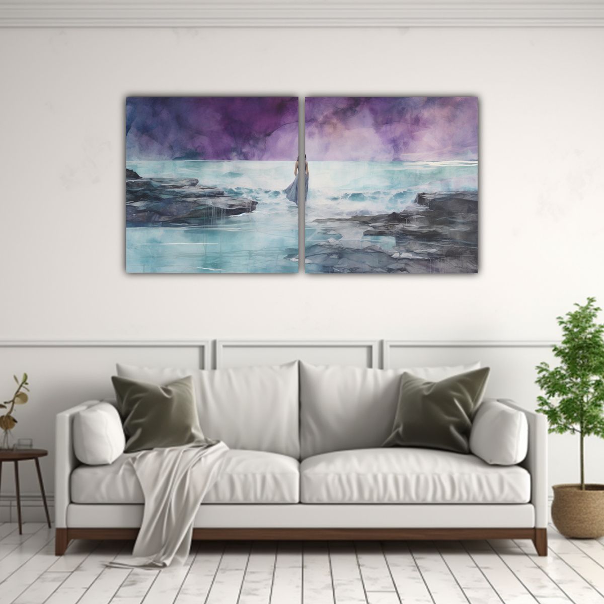 GENERICO - Pintura Dos Cuadros Movimiento Vida Con Acuarela 120x60 Cm