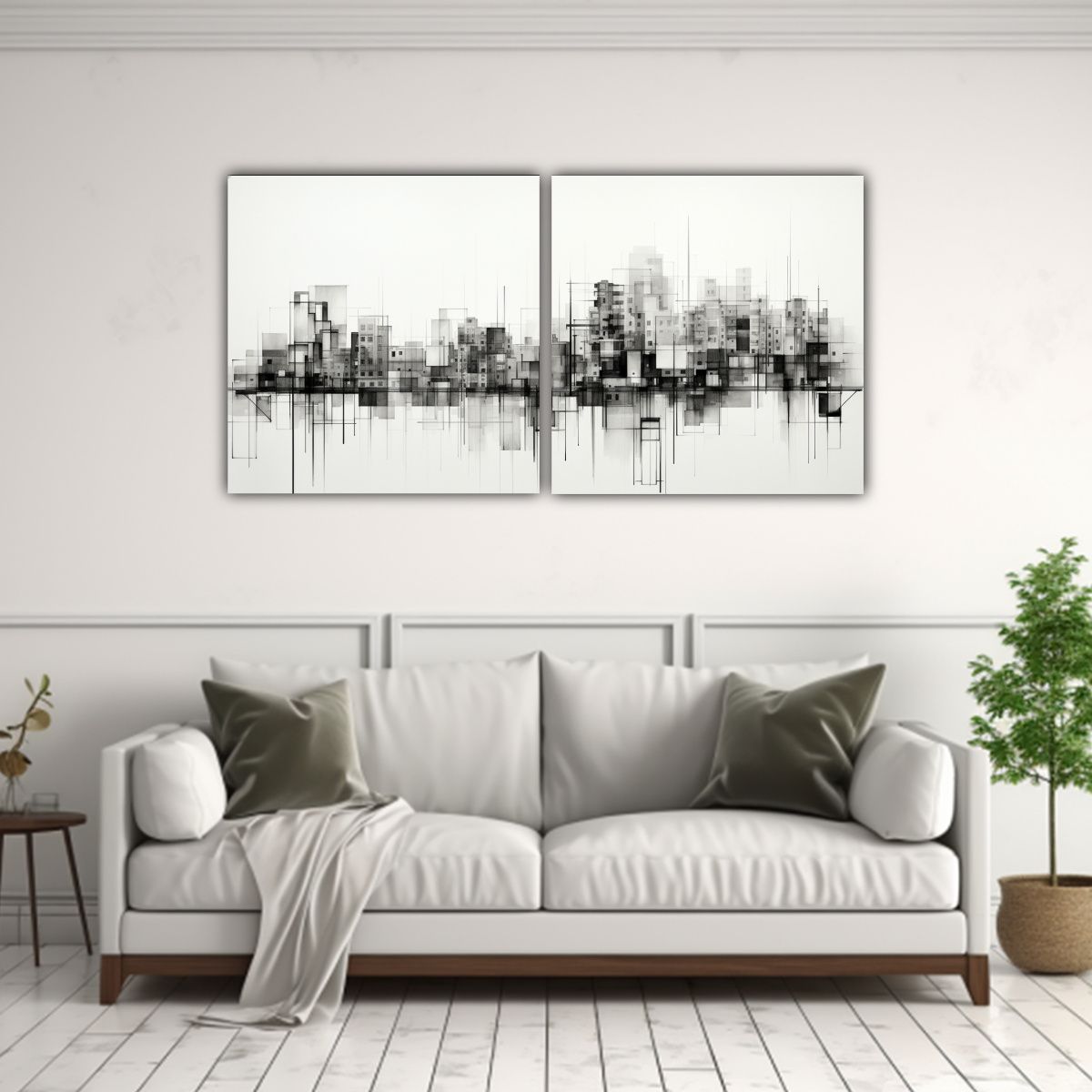 GENERICO - Set 2 Cuadros Colores Armonía Ciudad De Huesos 120x60 Cm