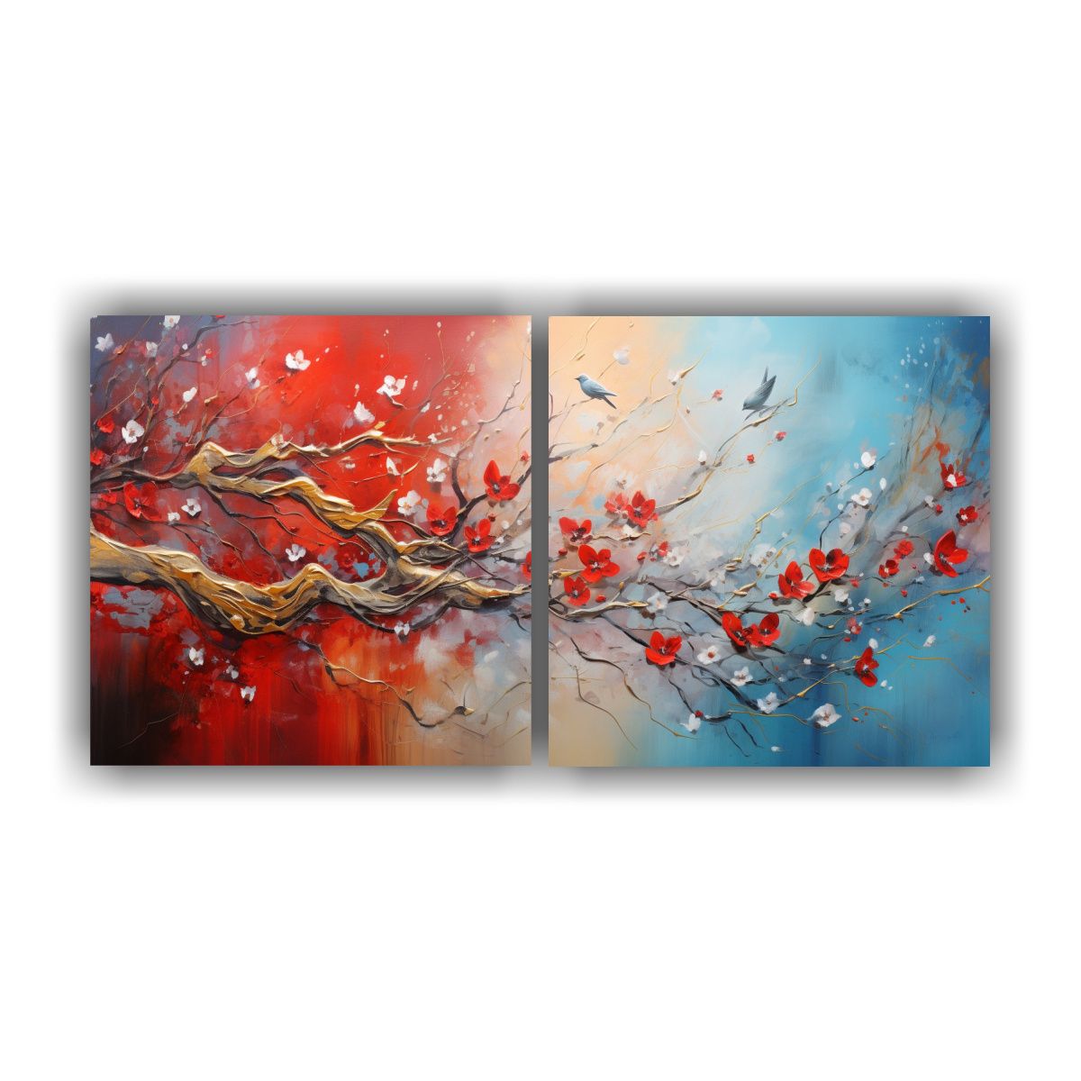 GENERICO - Pintura De Lienzo Creativa En Rojo Y Dorado 140x70 Cm