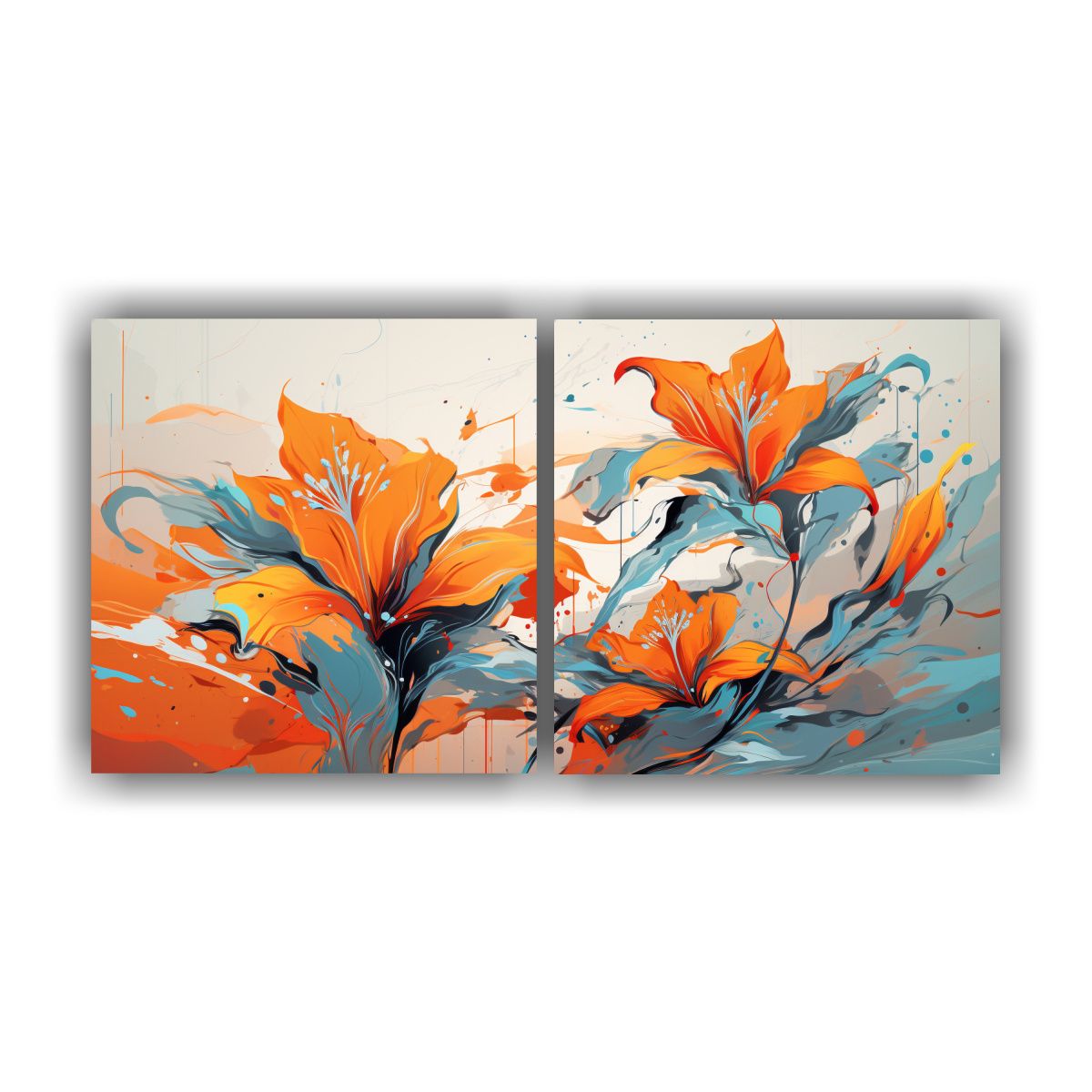 GENERICO - Díptico Abstracto Atmosfera Neonoir Estilo 140x70 Cm