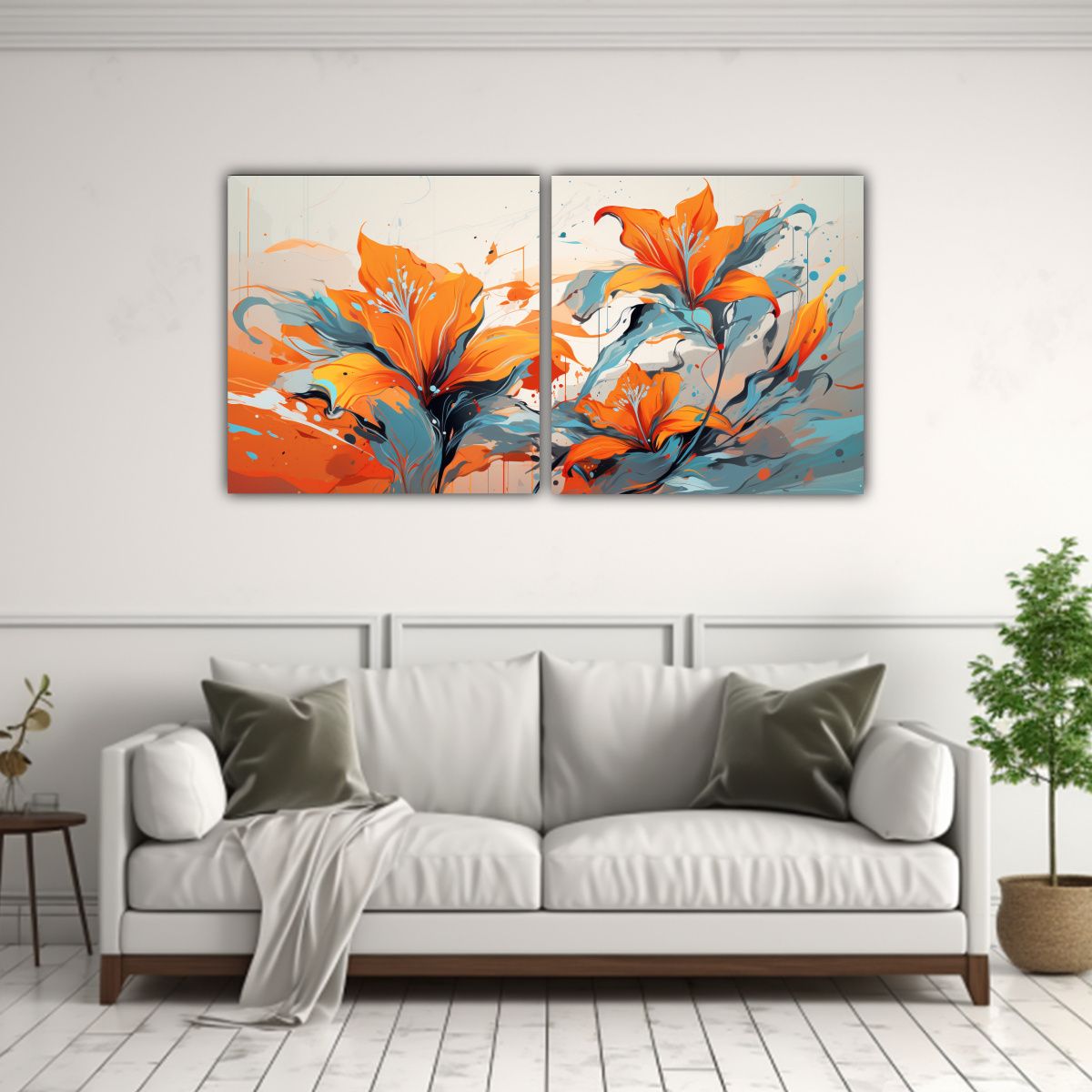 GENERICO - Díptico Abstracto Atmosfera Neonoir Estilo 140x70 Cm