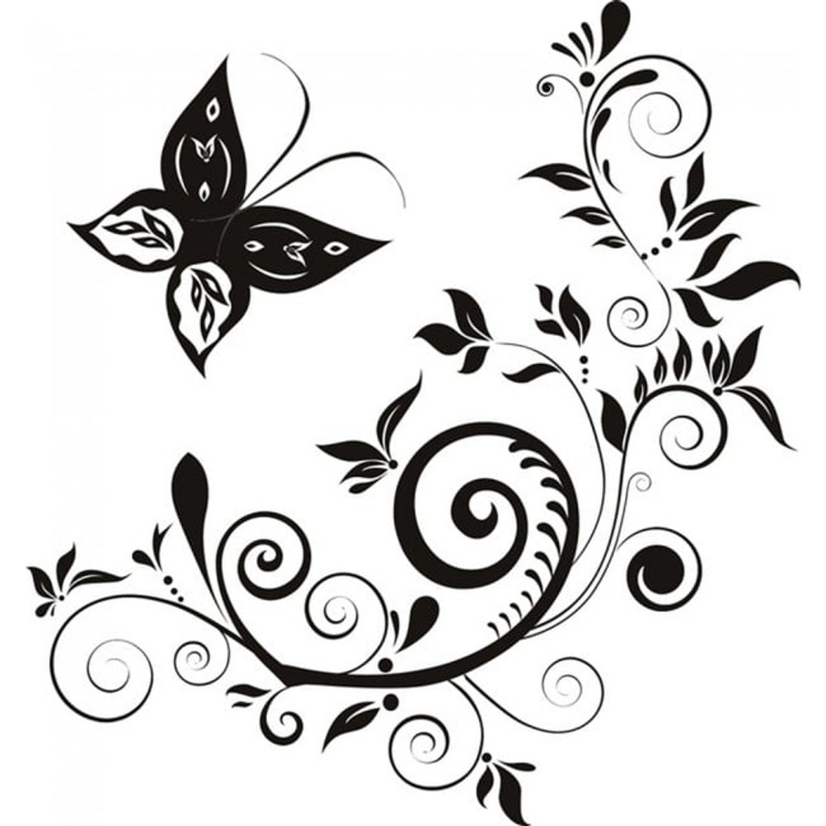 GENERICO - Decomural Floral Swirl Butterfly WS-19077