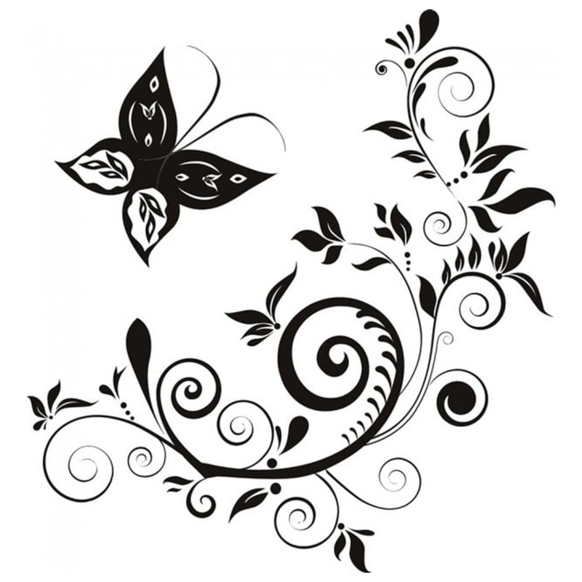 GENERICO - Decomural Floral Swirl Butterfly WS-19077