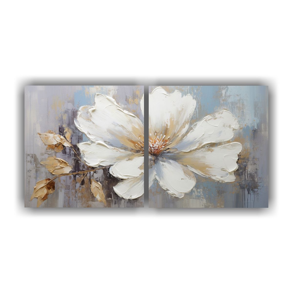 GENERICO - Cuadro Floral Dorado En Lienzo Estilo Espectacular 140x70 Cm