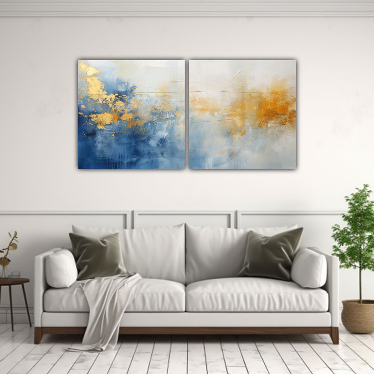 GENERICO - Cuadros Decorativos Azul Y Amarillo Estilo 120x60 Cm