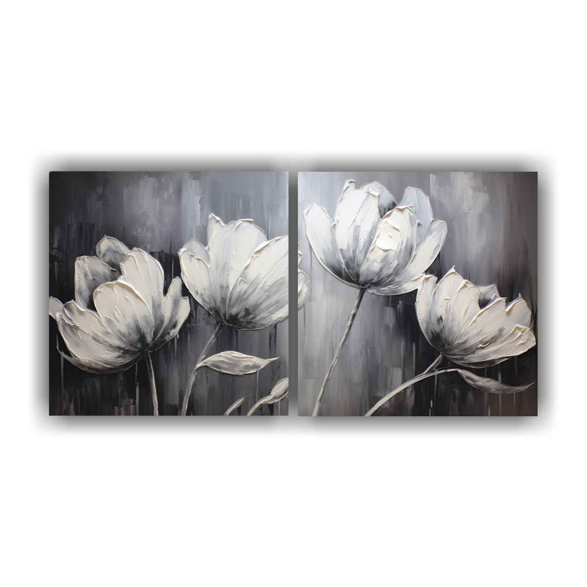 GENERICO - Pintura Al óleo Sobre Lienzo De Tulipanes Negros 140x70 Cm