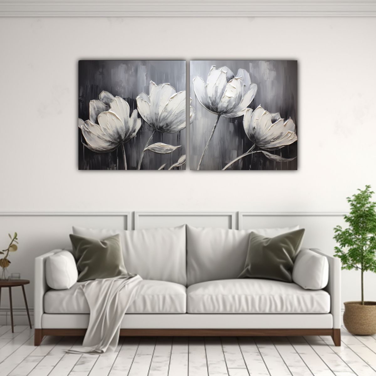 GENERICO - Pintura Al óleo Sobre Lienzo De Tulipanes Negros 140x70 Cm
