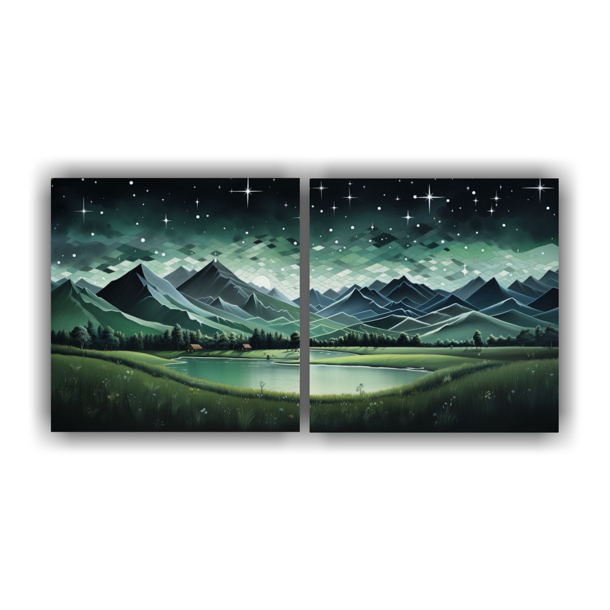 GENERICO - Cuadro Vintage De Paisaje De Montaña Con Estilo 140x70 Cm