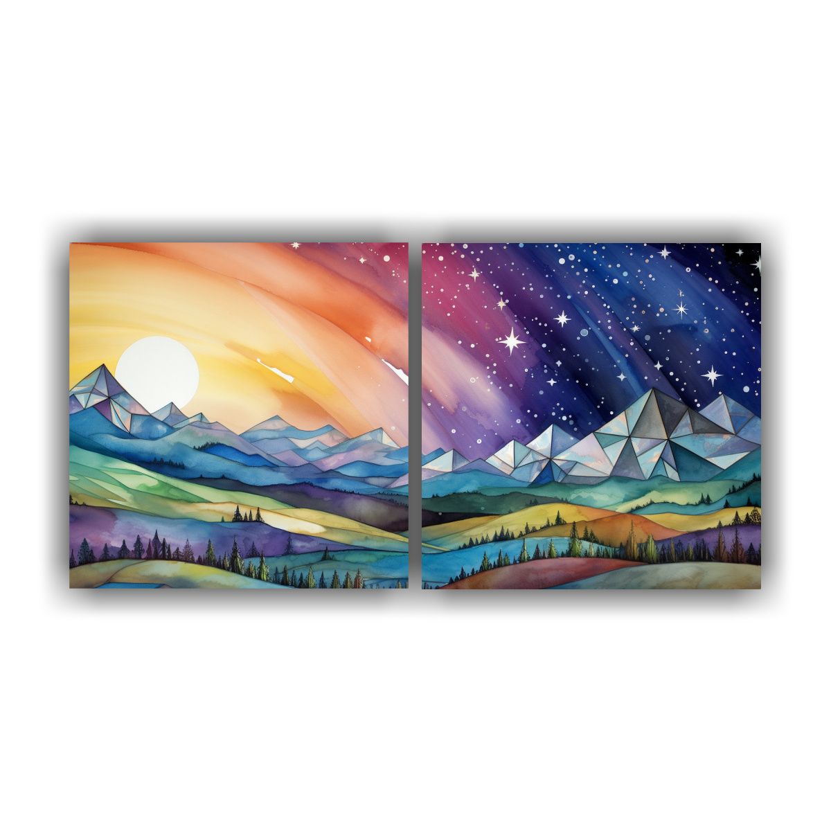 GENERICO - Paisaje De Montaña En Acuarela Con Estilo 140x70 Cm