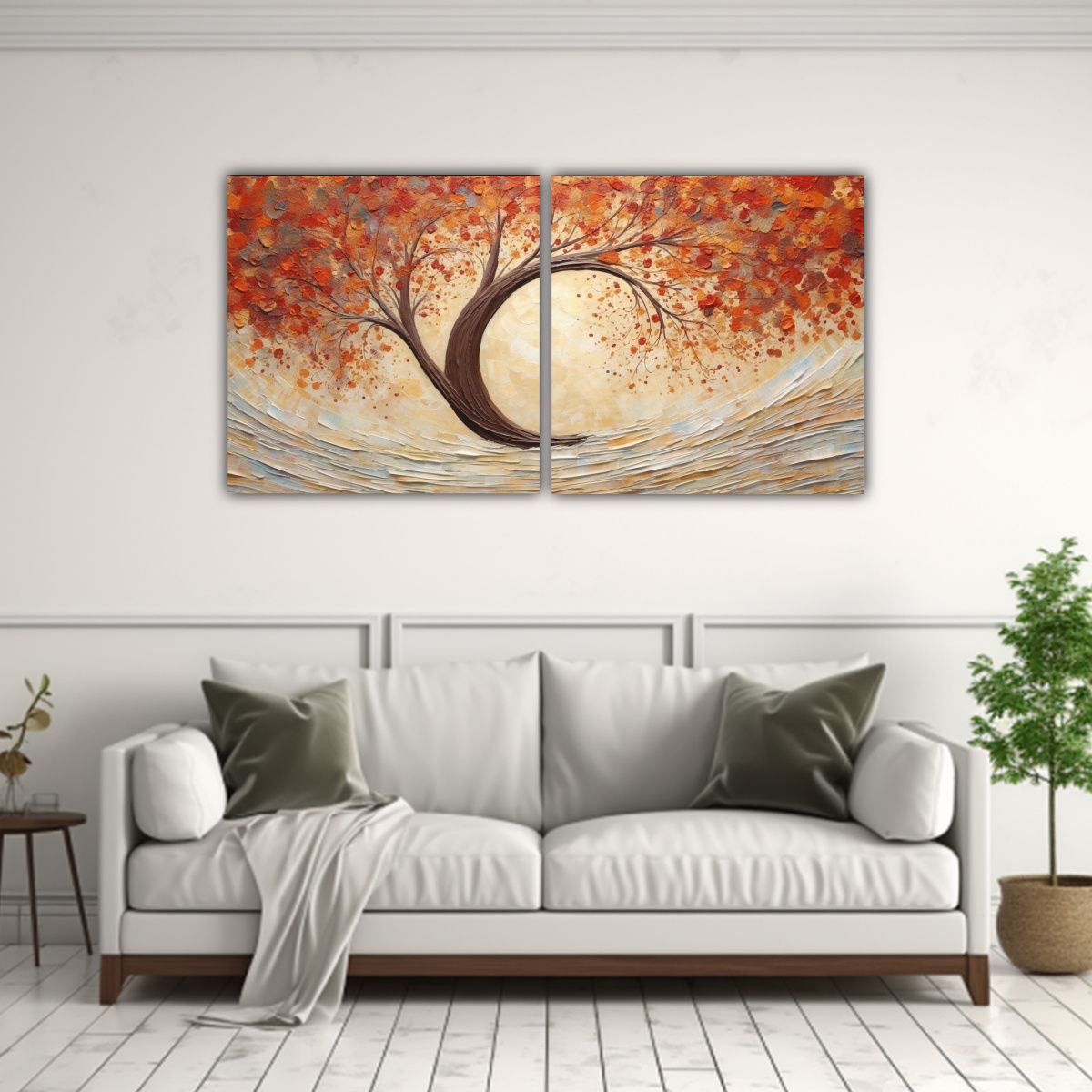 GENERICO - Pintura Moderna De árbol Auburn En Escenario 140x70 Cm