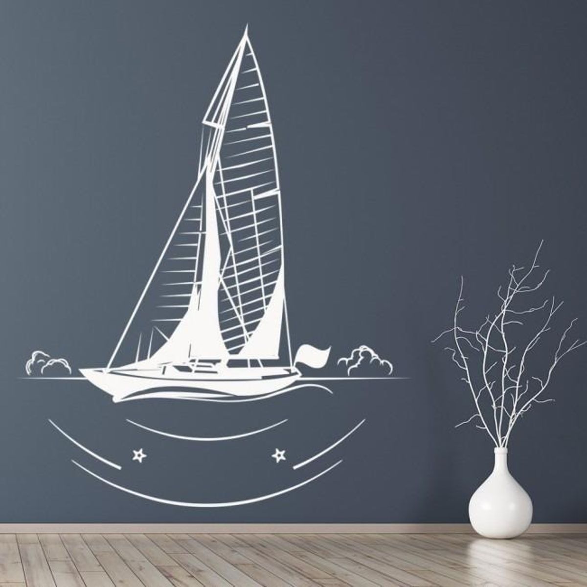 GENERICO - Decomural Sailboat At Sea Ships Transport WS-17935