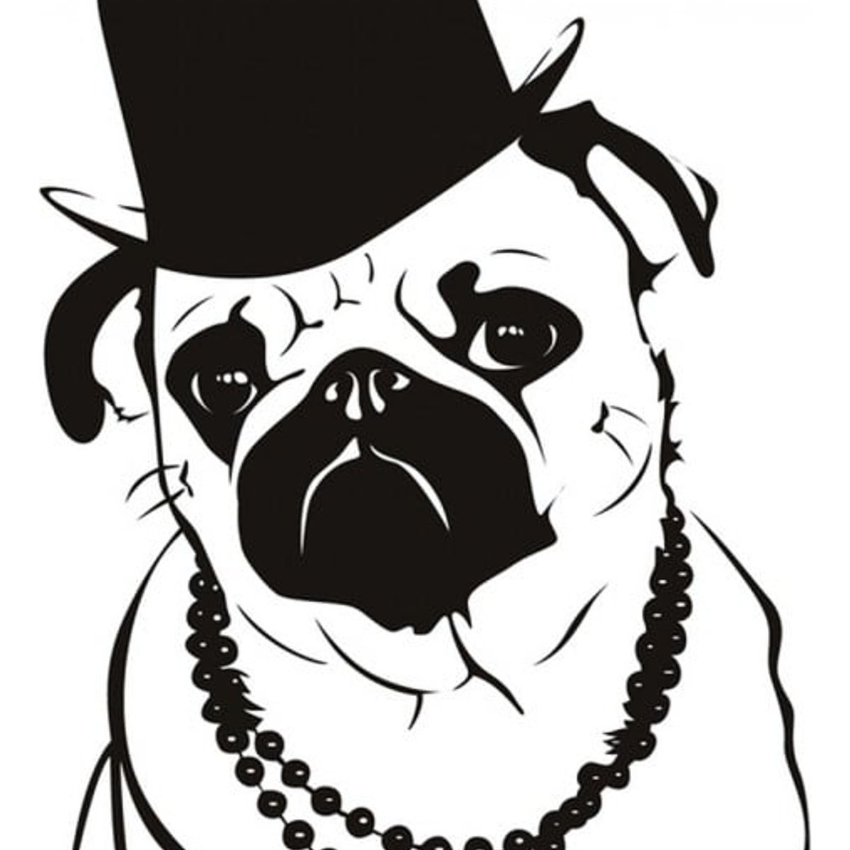 GENERICO - Decomural Funny Pug Dog Top Hat WS-19266