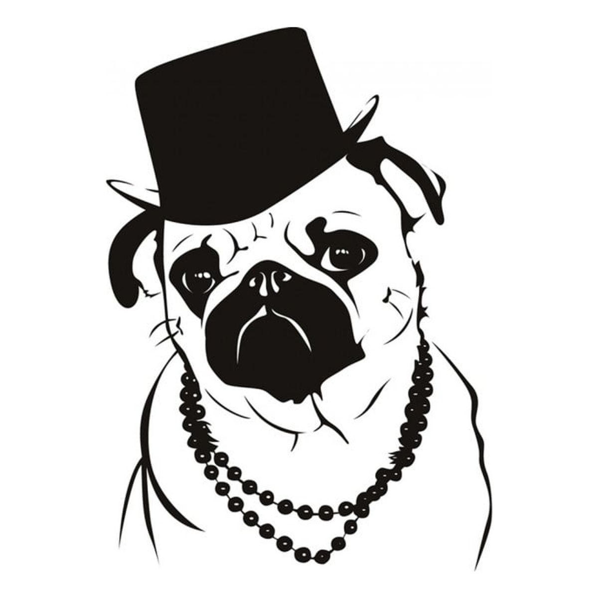 GENERICO - Decomural Funny Pug Dog Top Hat WS-19266