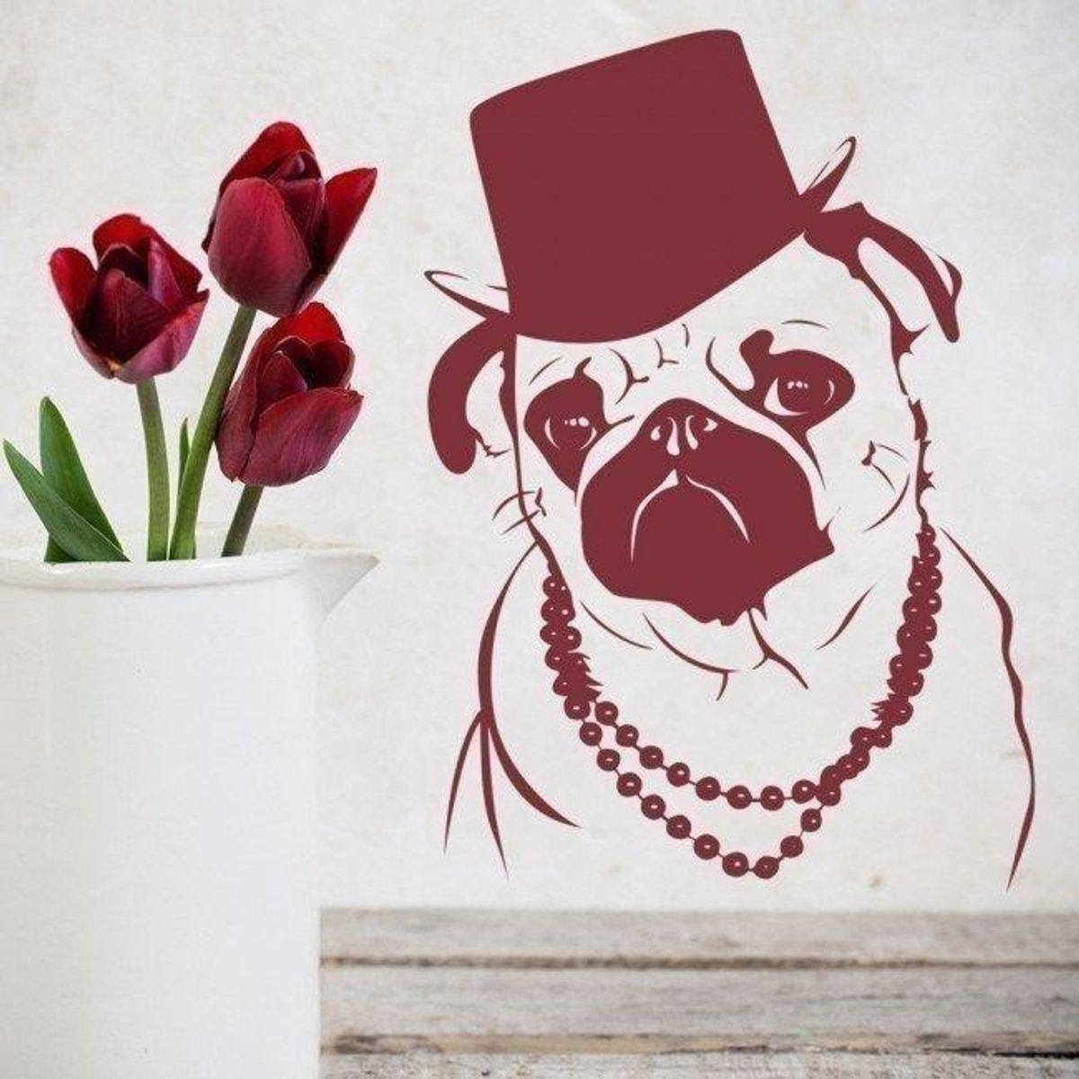 GENERICO - Decomural Funny Pug Dog Top Hat WS-19266