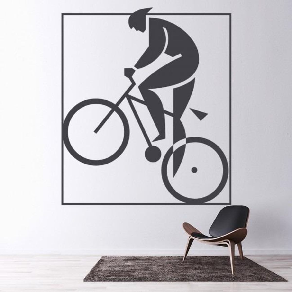 GENERICO - Decomural Cyclist & Bike Outline Sports Bike WS-19288