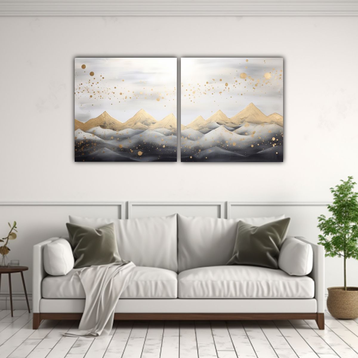 GENERICO - Paisaje Montañoso Con Un Elegante Estilo En Dos 140x70 Cm