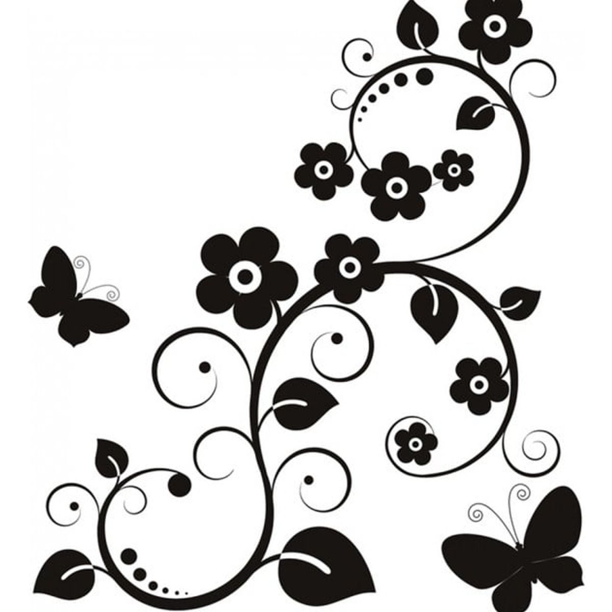 GENERICO - Decomural Floral Leaves Swirl Butterfly WS-19479