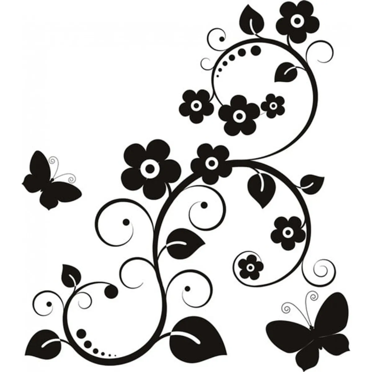 GENERICO - Decomural Floral Leaves Swirl Butterfly WS-19479