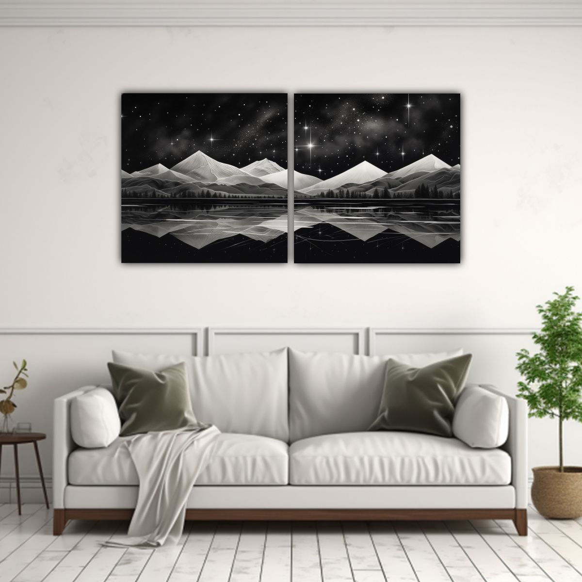 GENERICO - Diptico Modernos Paisaje Montañoso Con Estilo 120x60 Cm