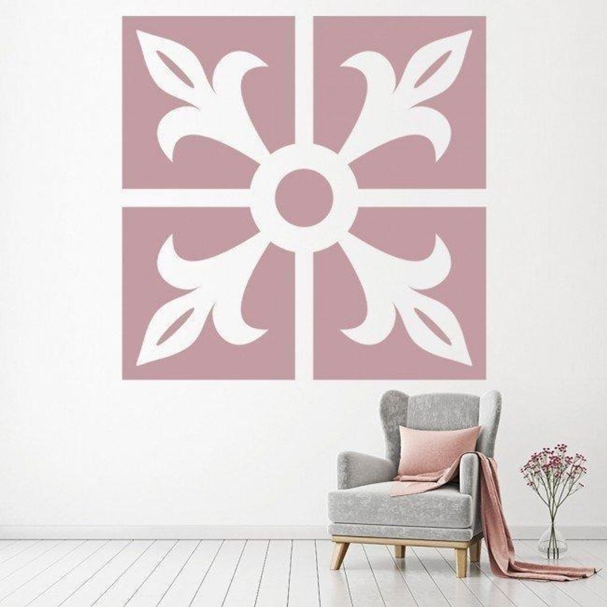 GENERICO - Decomural Square Fleur De Lis French Flower WS-18086