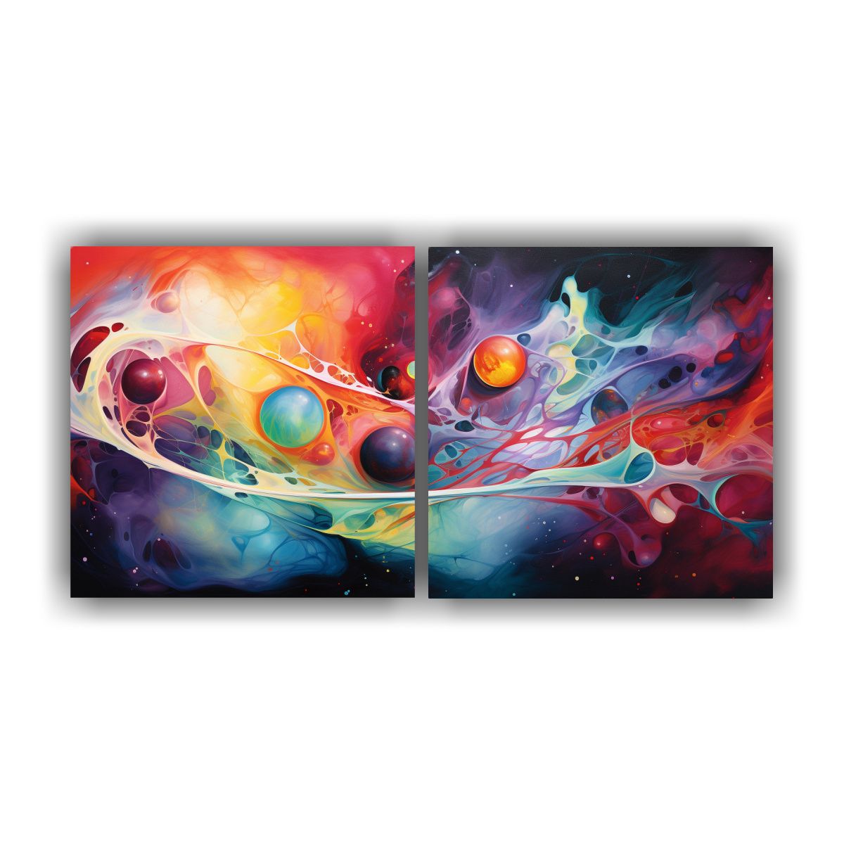 GENERICO - Conjunto 2 Telas En Bastidor Fusión Abstracta De 120x60 Cm