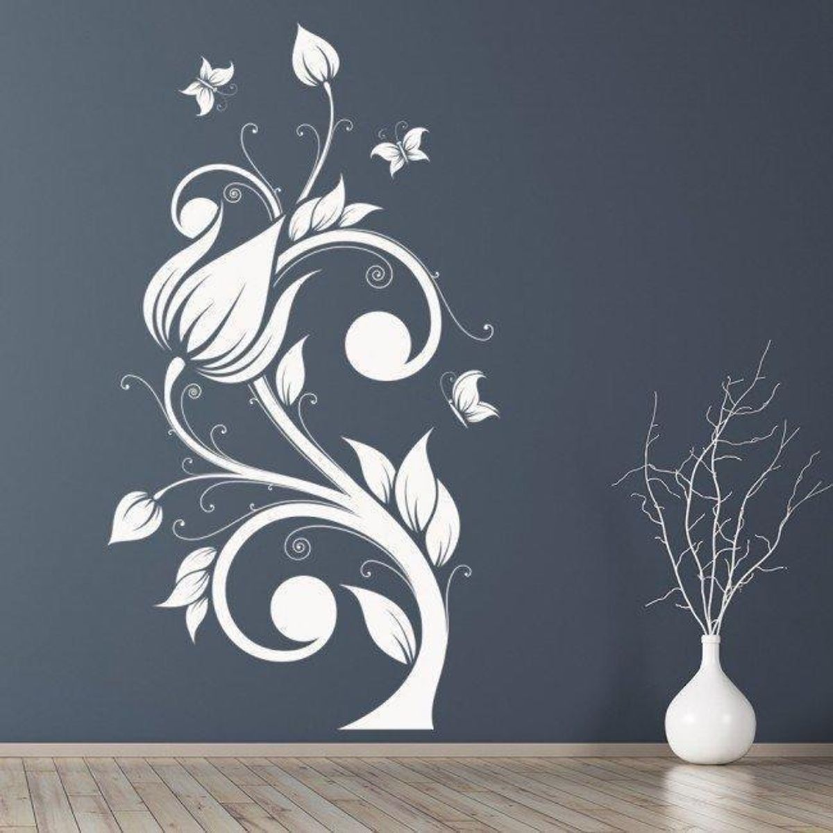 GENERICO - Decomural Floral Swirl Butterfly WS-18211