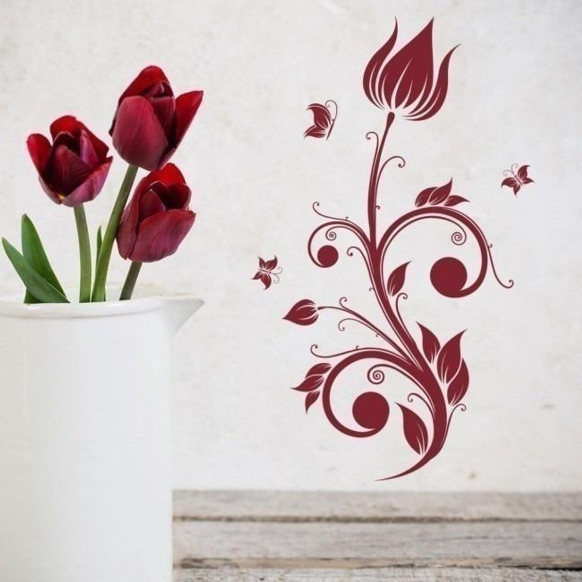 GENERICO - Decomural Tulip Flower Floral Butterfly WS-18214