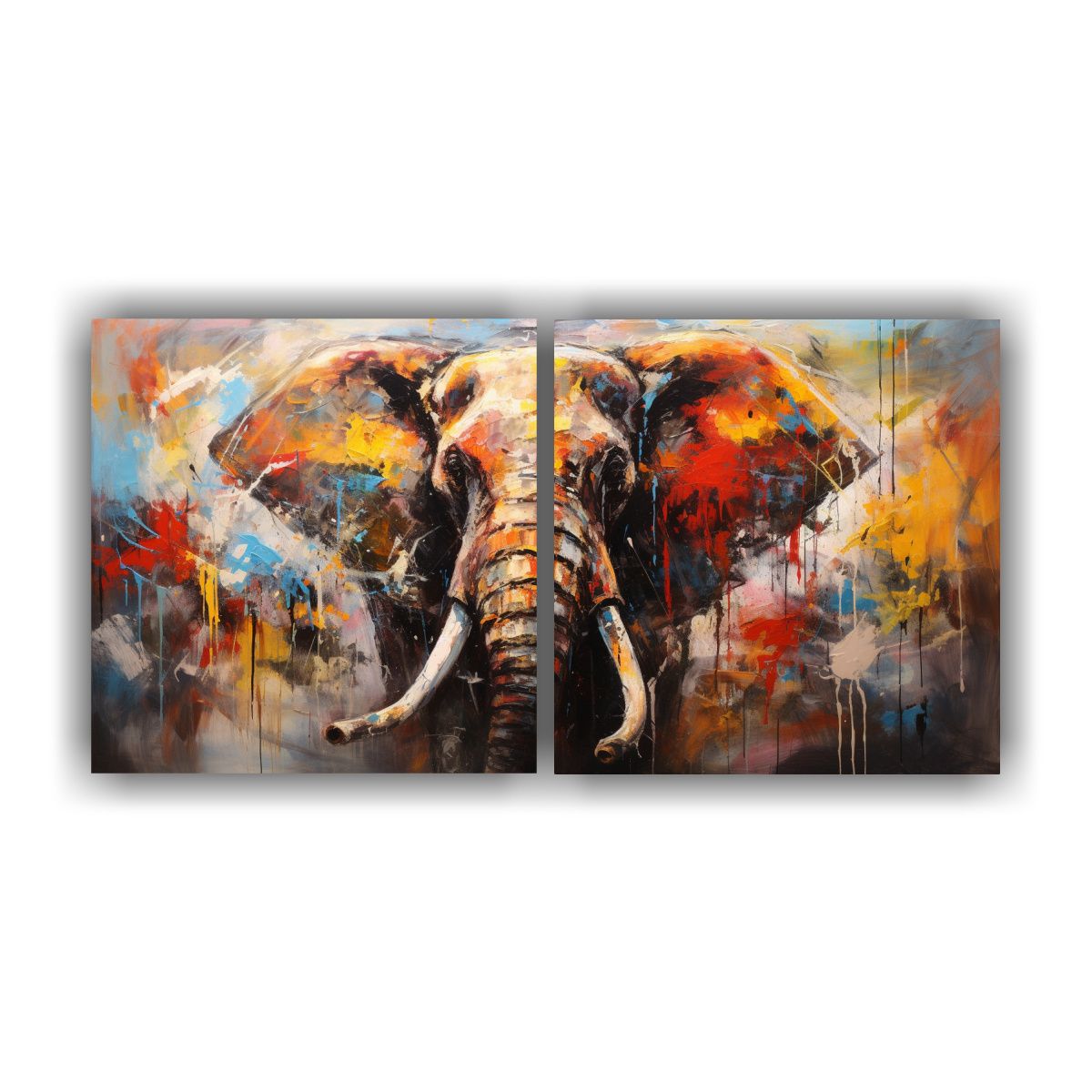 GENERICO - Cuadros Expresión Surrealista Elefante Abstracto 140x70 Cm