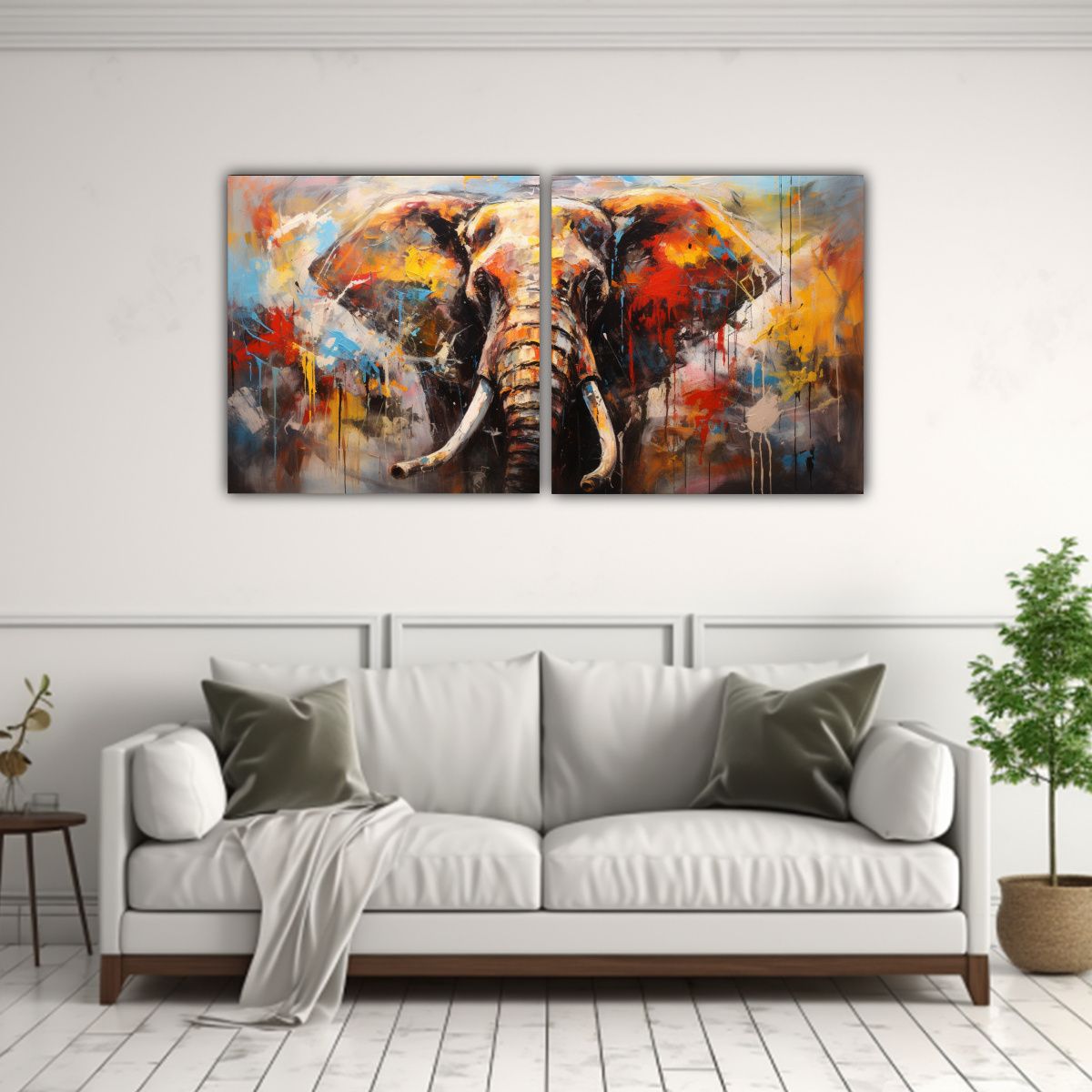 GENERICO - Cuadros Expresión Surrealista Elefante Abstracto 140x70 Cm
