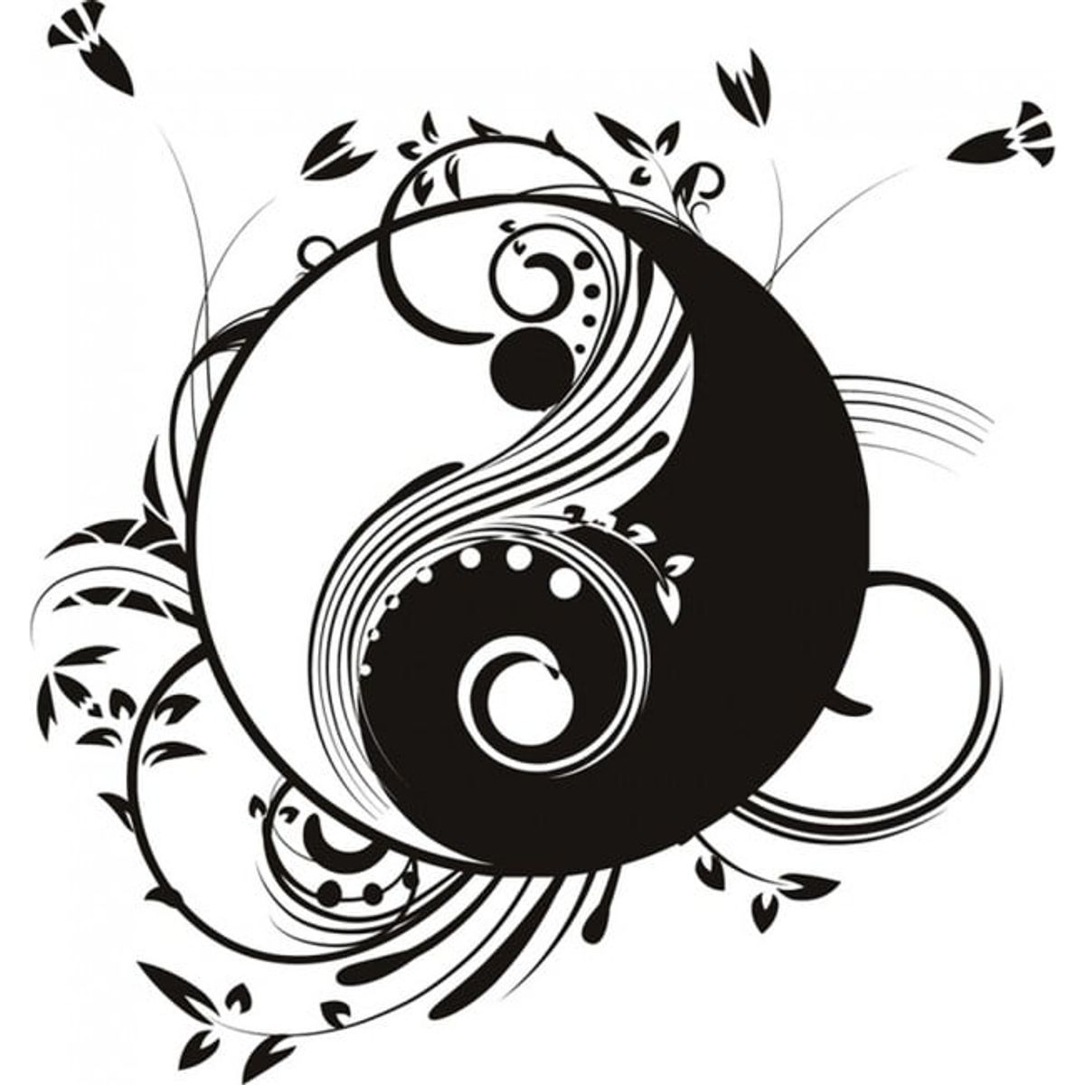 GENERICO - Decomural Yin And Yang Floral Design WS-19635