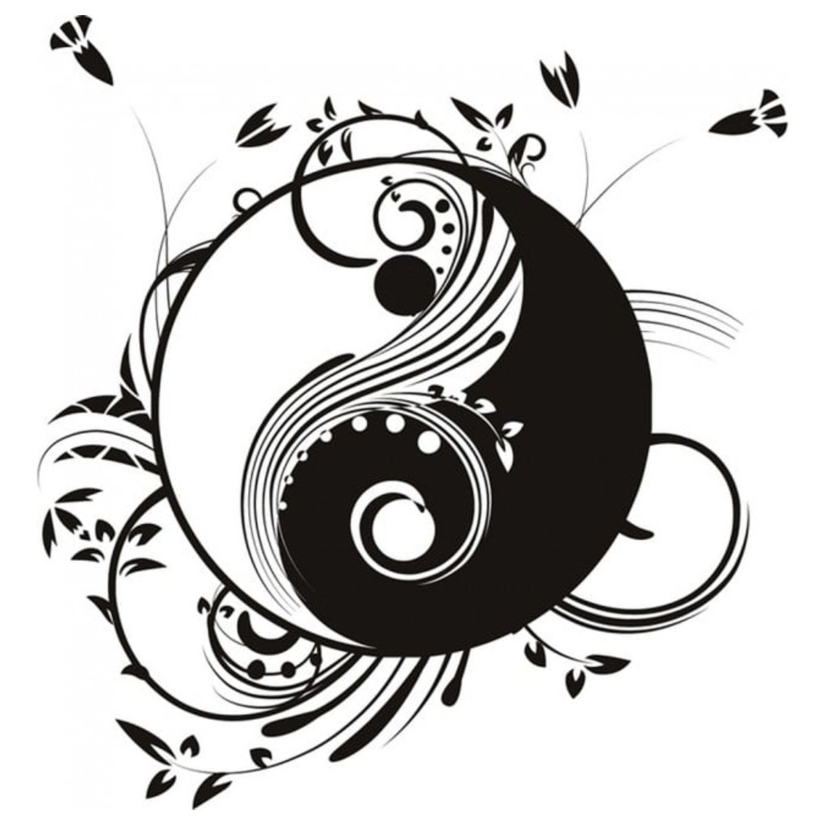 GENERICO - Decomural Yin And Yang Floral Design WS-19635