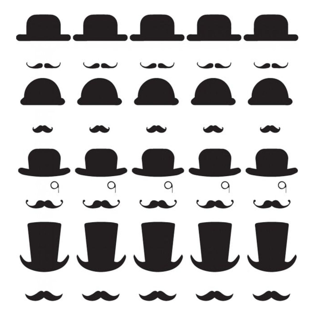 GENERICO - Decomural Top Hat Mustache WS-33399