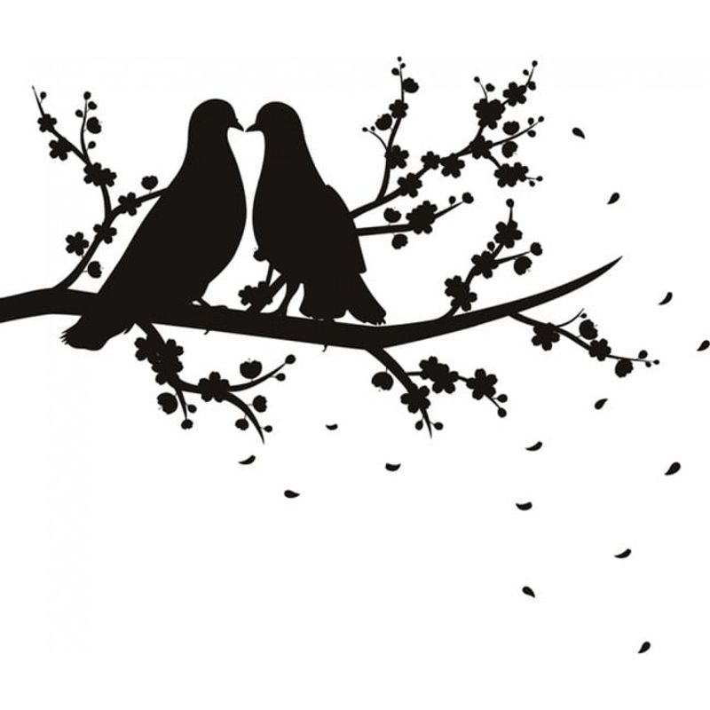 GENERICO - Decomural Doves On Branch Birds Trees WS-18349