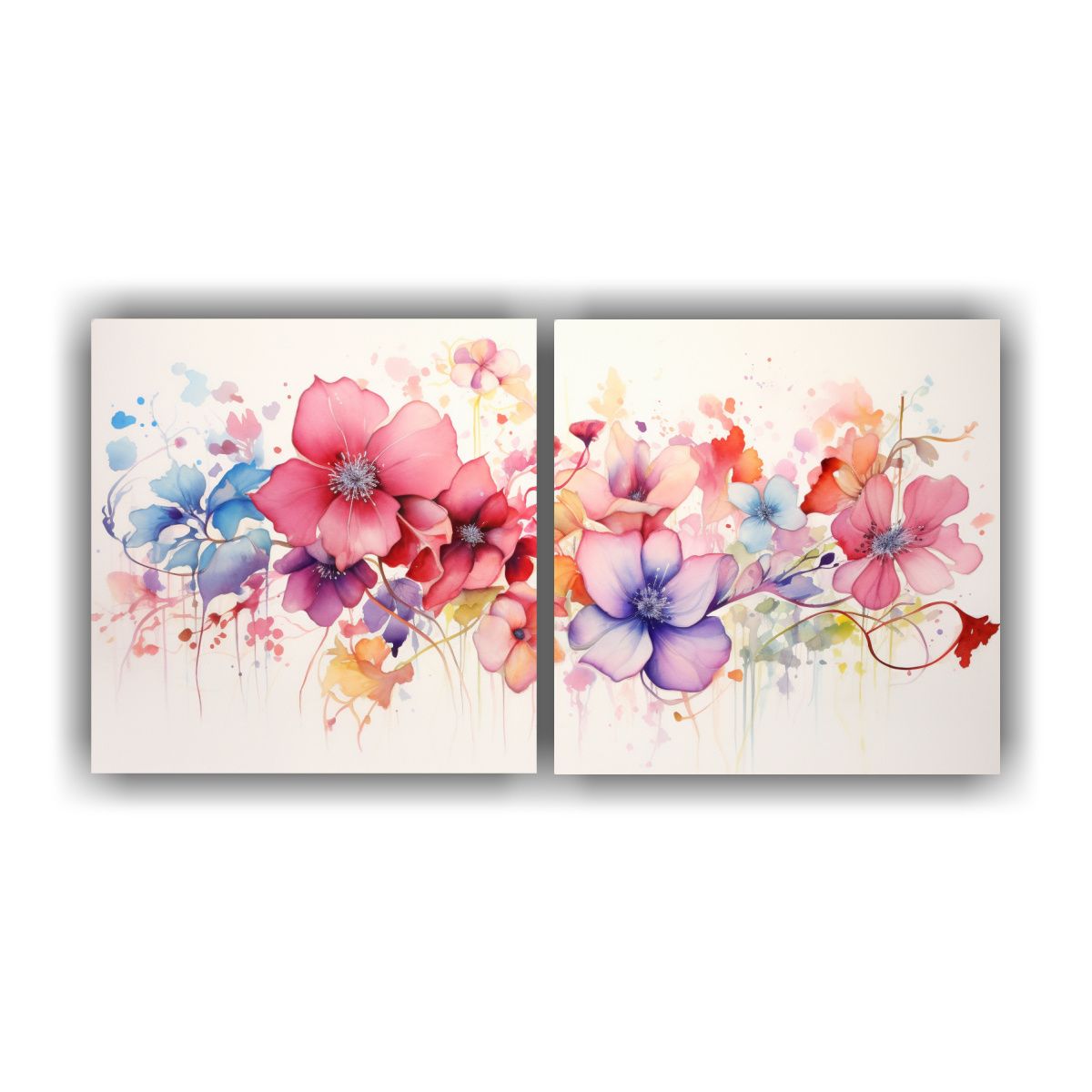 GENERICO - Cuadros De Flores Abstractas Acuarela Arte 120x60 Cm