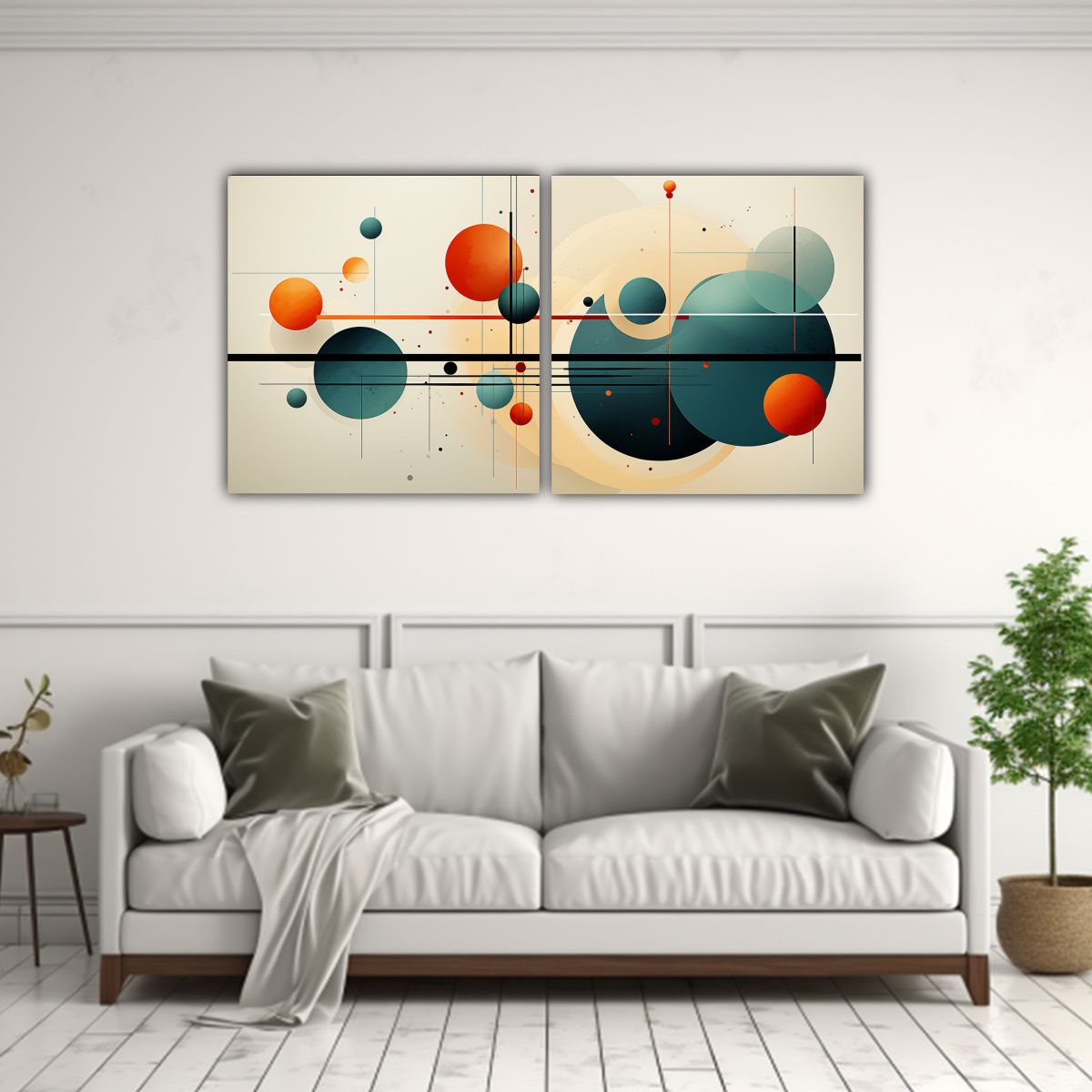 GENERICO - Cuadros Abstractos De Tela Minimalista En Teal Y 120x60 Cm