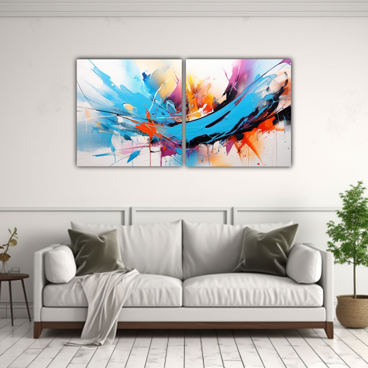 GENERICO - Pintura Abstracta Futurista Resistente Al Dibujo 120x60 Cm