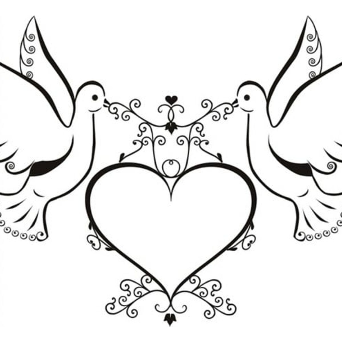 GENERICO - Decomural Love Birds Doves Heart WS-18508