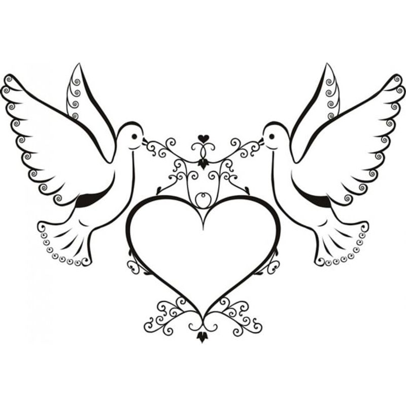 GENERICO - Decomural Love Birds Doves Heart WS-18508